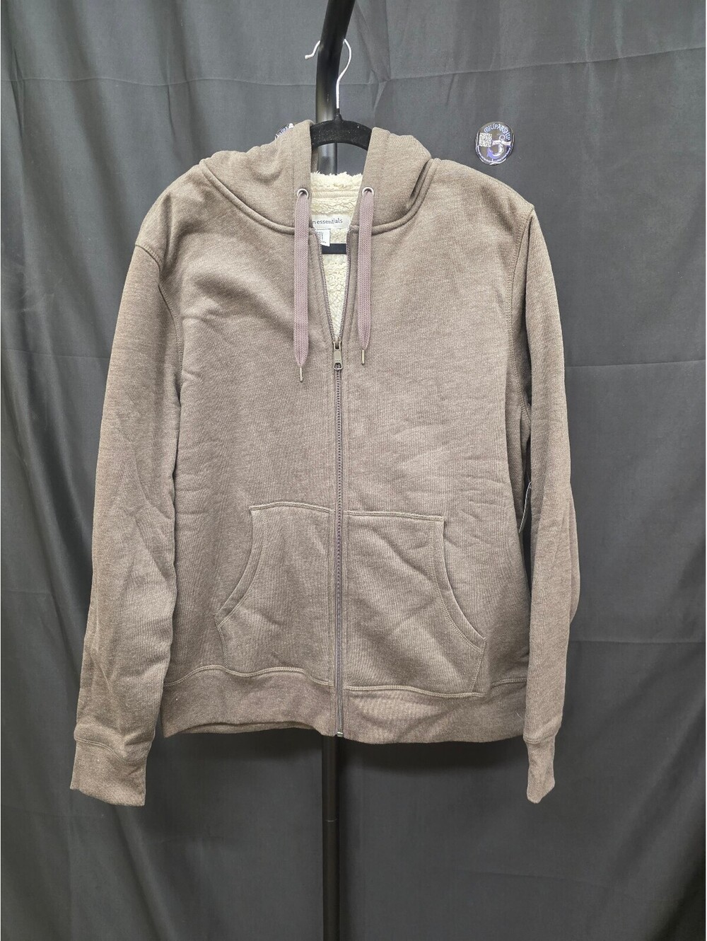 AMAZON ESSENTIALS MEN’S SHERPA‑LINED FULL‑ZIP FLEECE HOODIE BLACK SIZE L